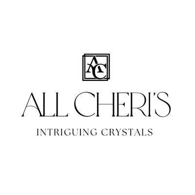 Logo and text 'All Cheri's Intriguing Crystals' on a white background