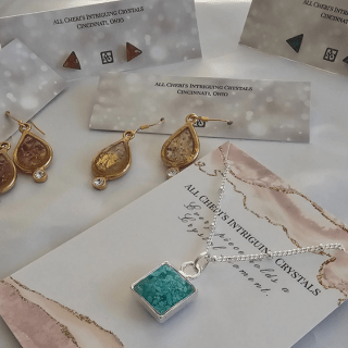 Mini Celestial Square Crystal Necklace | Crushed Crystal Pendant with Gold or Silver Satellite Chain - All Cheri's Intriguing Crystals LLCNecklace